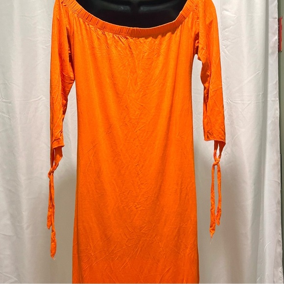 #054 Source Unknown Sz M - Elegant Orange Maxi Dress - NWOT - Online Retailer - Picture 4 of 8